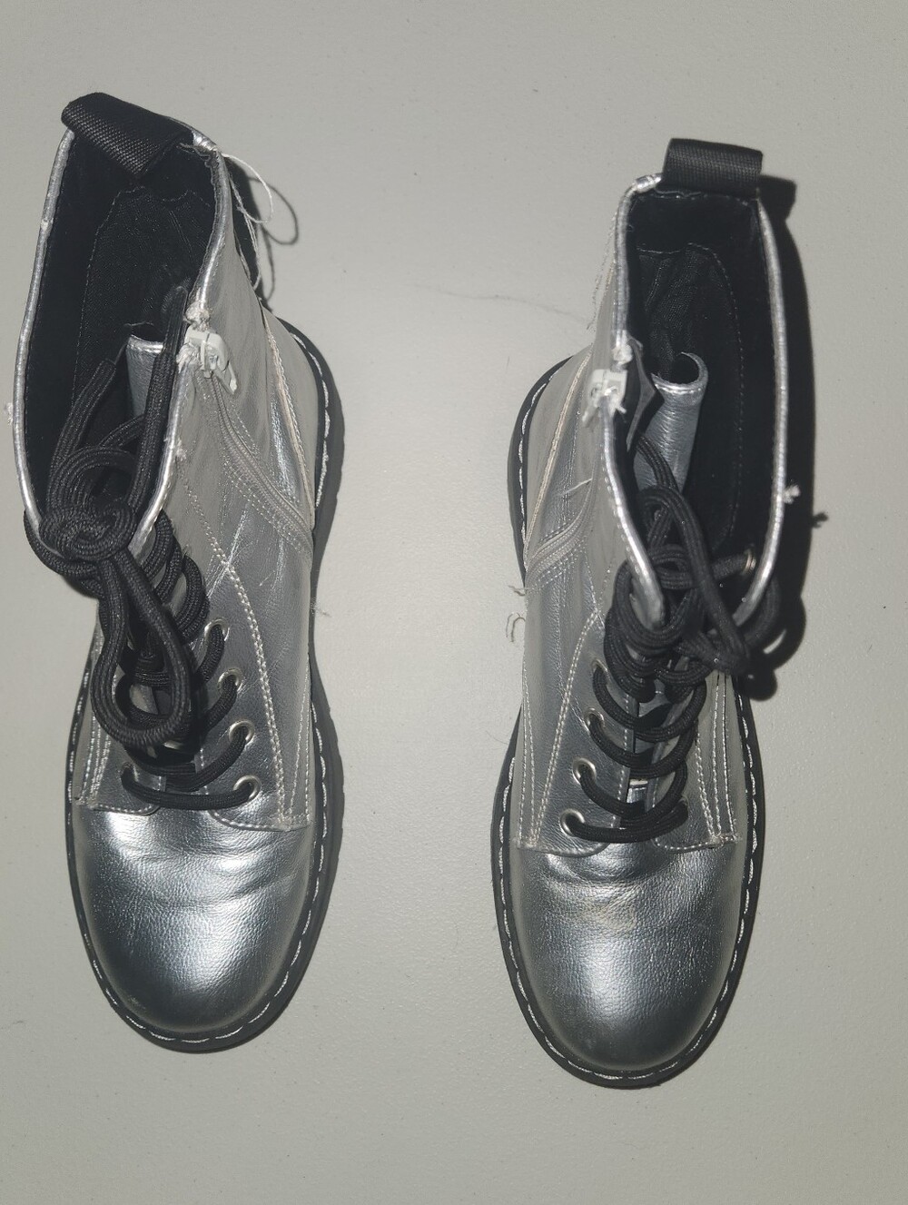 Sincerely Jules Metallic Silver Combat Boots Size 7.5 - Picture 2 of 12